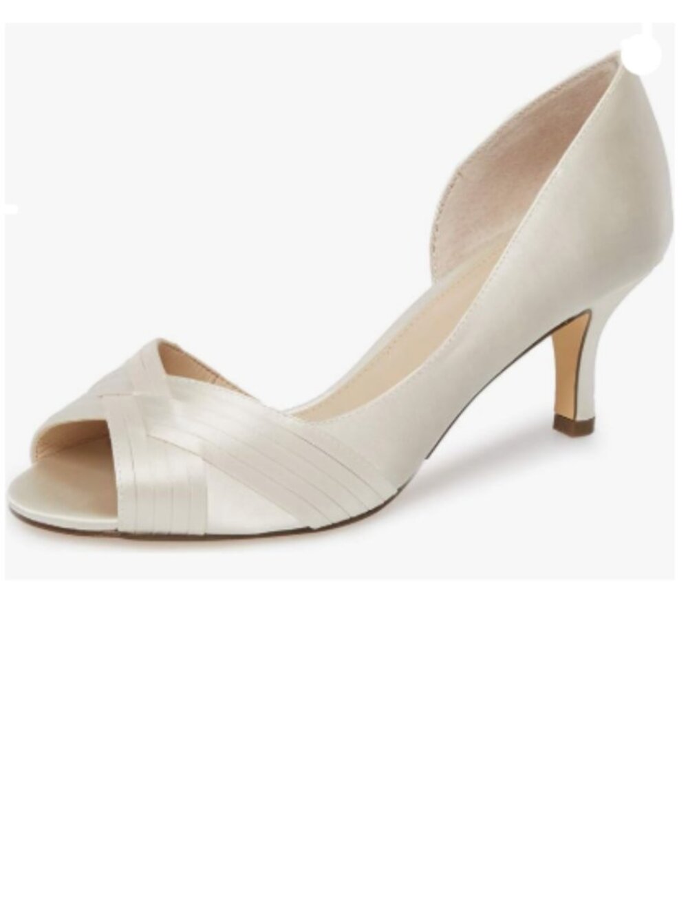 XYD Ivory Peep Toe Crisscross Strap Low Heels Satin Slip On D'Orsay Sandals